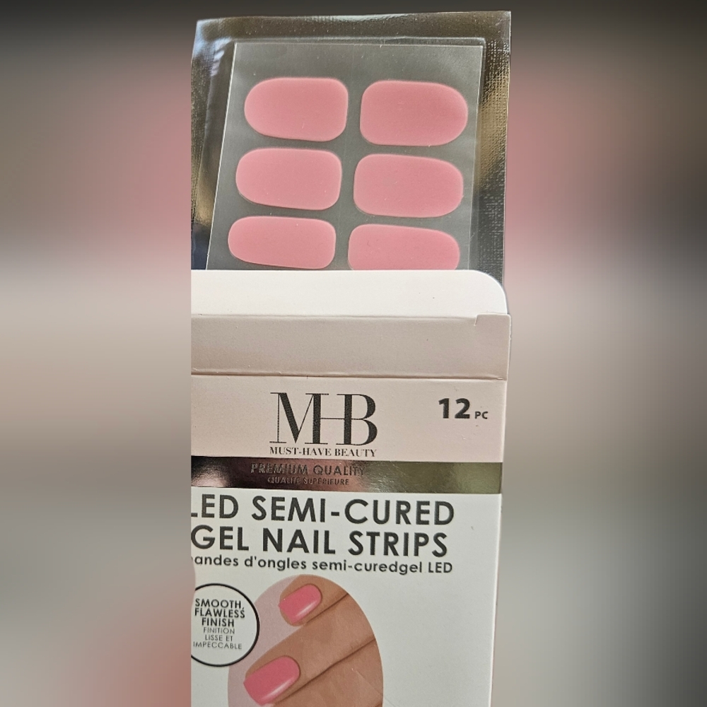 NWT MHB LED SEMI-CURED GEL NAIL STRIPS: LIGHTEST PINK!